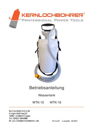 Bedieningsinstructies voor: Kunststof watertank WTK-10